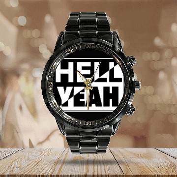 Discover Hell Yeah Calendar Steel Band Watch