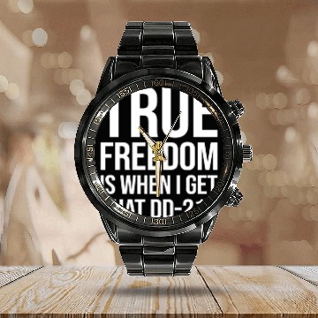 Discover DD 214 MILITARY alumni FUNNY GIFT FREEDOM PAPER Calendar Steel Band Watch