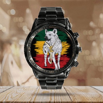 Discover Animal Print Gift Hyena Calendar Steel Band Watch