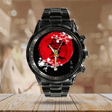 Discover Japanese Kanji Love - Sakura Cherry Blossom Calendar Steel Band Watch
