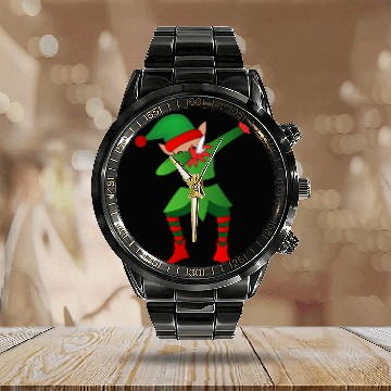Discover Funny Dabbing Christmas Elf Calendar Steel Band Watch Santa's Helper D