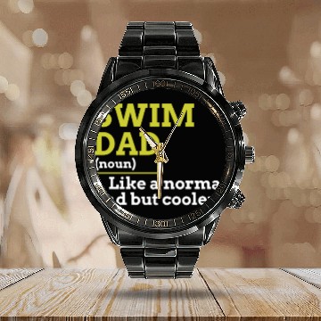 Discover Swim Dad Calendar Steel Band Watch
