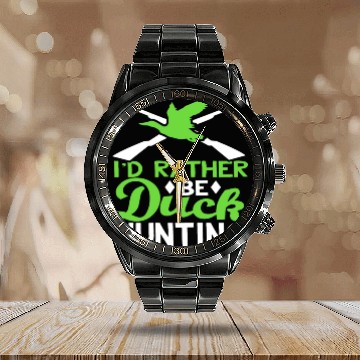 Discover Duck Hunter Gift Idea - I'd Rather Be Duck Hunting Calendar Steel Band Watch