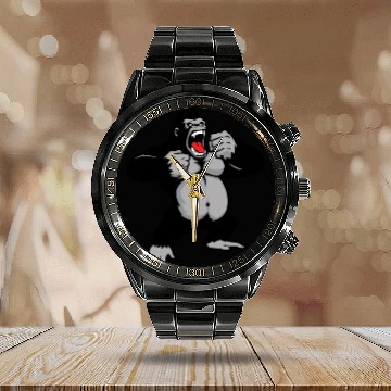 Discover Gorilla Standing, Gorilla Face, Monkey, Ape, Calendar Steel Band Watch