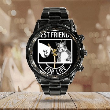 Discover best friend for life cat squirrel friend Calendar Steel Band Watch