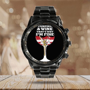 Discover Camping Camp Funny Gift Calendar Steel Band Watch