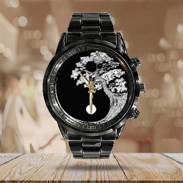 Discover Yin Yang Bonsai Tree Japanese Buddhist Zen Calendar Steel Band Watch