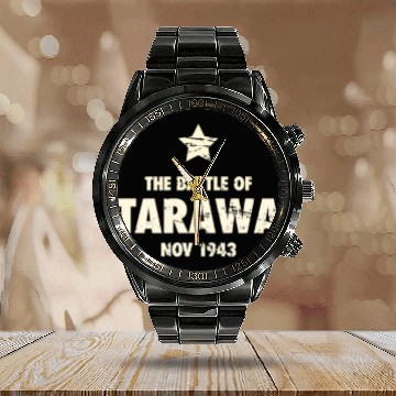 Discover Battle Of Tarawa - World War 2 / WWII Calendar Steel Band Watch