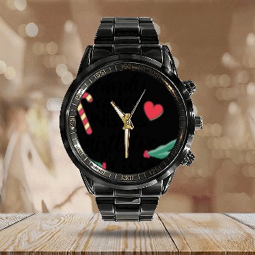 Discover Candy cane wishes and mistletoe kisses Calendar Steel Band Watch
