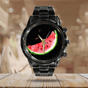 Discover Image: Watercolor, Watermelon Calendar Steel Band Watch