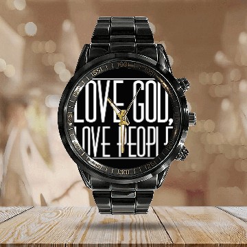 Discover LOVE GOD,LOVE PEOPLE Calendar Steel Band Watch