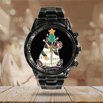 Discover Christmas Tree Cat Calendar Steel Band Watch Christmas Xmas Holiday