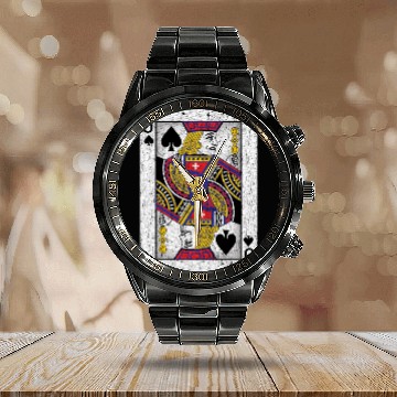 Discover jack of spades playing card Calendar Steel Band Watch