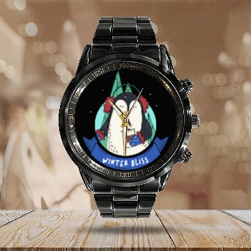 Discover Winter Bliss | Holiday Penguin Calendar Steel Band Watch