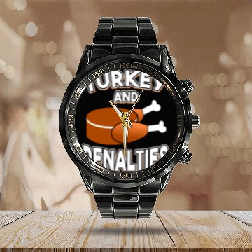 Discover Turkey and Penalties Hockey Gift Thanksgiving Calendar Steel Band Watch