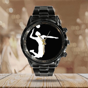 Discover Men Volleyball Spike Shadow Calendar Steel Band Watch Gift Ideas