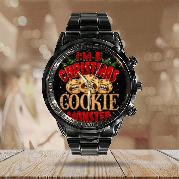 Discover Christmas Cookie Monster Calendar Steel Band Watch