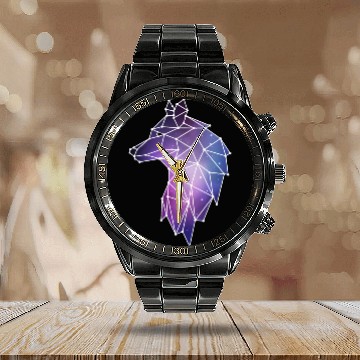 Discover Geometric Wolf | Low Poly Galaxy Wolf Pack Calendar Steel Band Watch