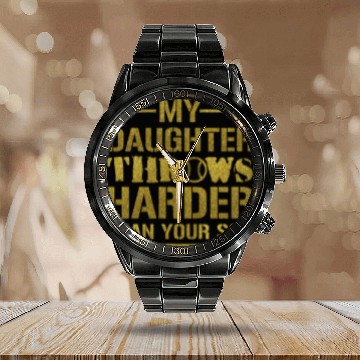 Discover Softball Dad Saying Funny Sport Daddy Calendar Steel Band Watch Gift