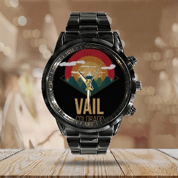 Discover Snowboard Vail Colorado Snowpark Ski Winter Gift Calendar Steel Band Watch