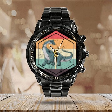 Discover Retro Brontosaurus Calendar Steel Band Watch