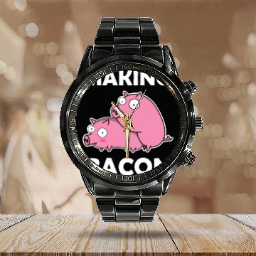 Discover Making Bacon Pigs sx Farmer Funny Gift Piglet Calendar Steel Band Watch