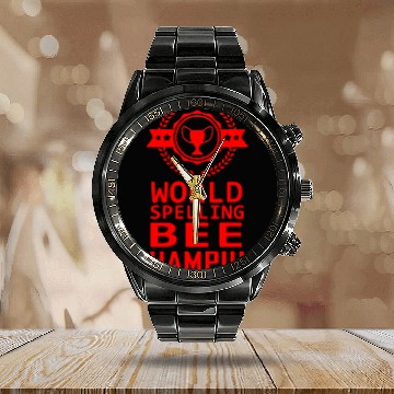 Discover Spelling Bee Champiun Calendar Steel Band Watch