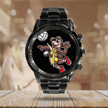 Discover Volleyball Monkey Sport Handball Active Sport Calendar Steel Band Watch