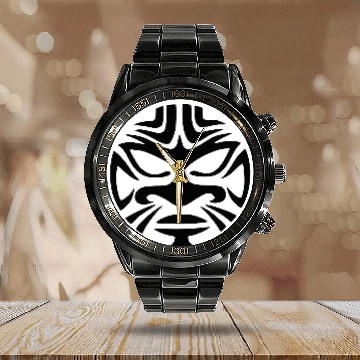 Discover maori face Calendar Steel Band Watch