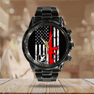 Discover Air Force Security Forces Defensor Fortis flag Calendar Steel Band Watch