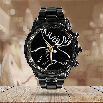 Discover Moose Illustration Calendar Steel Band Watch