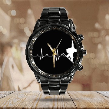 Discover Cool Snowboarder Heartbeat Snowboarding Heart Beat Calendar Steel Band Watch