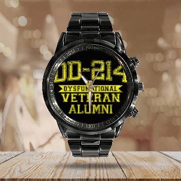 Discover DD-214 DYSFUNCTIONAL VETERAN ALUMNI Calendar Steel Band Watch