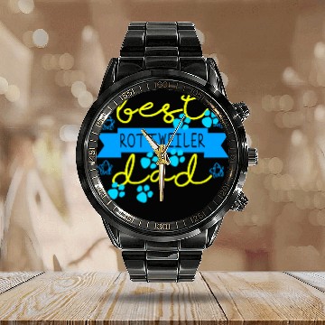 Discover Best Rottweiler Dad Father Race Dog owner Calendar Steel Band Watch