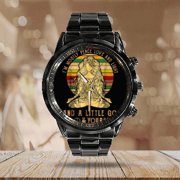 Discover I m Mostly Peace Love And Light And A Little Yoga Calendar Steel Band Watch