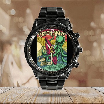 Discover Catch the Wave, San Diego Surf Club Calendar Steel Band Watch