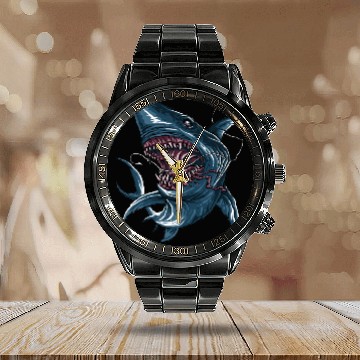 Discover Shark Shark Attack Calendar Steel Band Watch