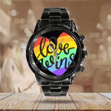 Discover Love Wins LGBT Pride Rainbow Heart CSD Calendar Steel Band Watch Calendar Steel Band Watch