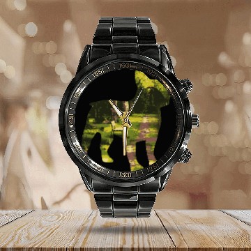 Discover Double Exposure Animals French Bulldog - Gift Idea Calendar Steel Band Watch