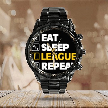 Discover Eat Sleep League Repeat Bronze Master Legend LoL Calendar Steel Band Watch