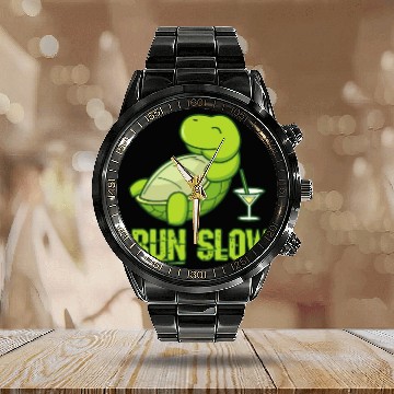 Discover I'm slowly running turtle gift Calendar Steel Band Watch
