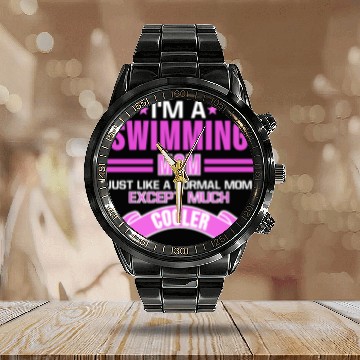 Discover Swimming Mom Calendar Steel Band Watch Swimmer Swim Swimsuit Gift
