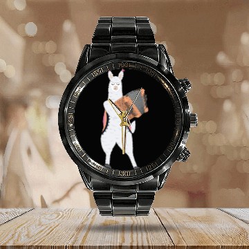 Discover Cute Alpaca Llama Playing Accordion Musician Gift Calendar Steel Band Watch