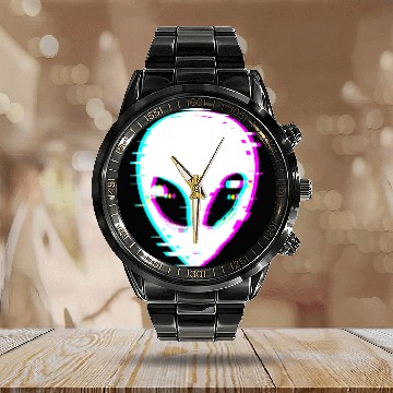 Discover Aliens Gift Ufo Space Saucer Mars Geek Scifi Solar Calendar Steel Band Watch
