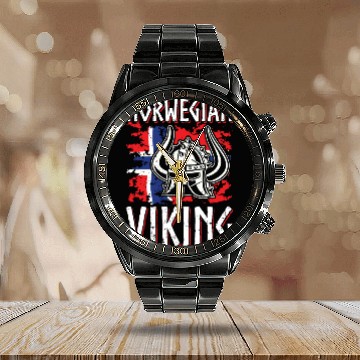 Discover Norway Viking Normans Northmen Warriors Calendar Steel Band Watch