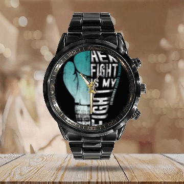 Discover Cervical Cancer Awareness - Her Fight Is My Fight Calendar Steel Band Watch