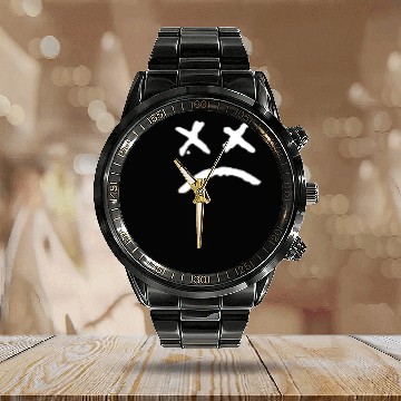 Discover Lil Peep Sad Face Calendar Steel Band Watch