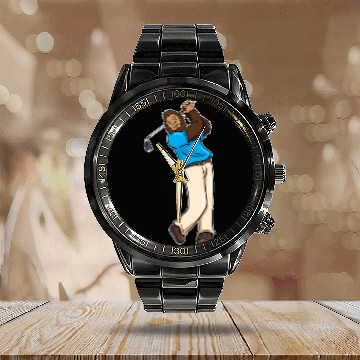 Discover Golf Golfer Bigfoot Sasquatch Gift Calendar Steel Band Watch