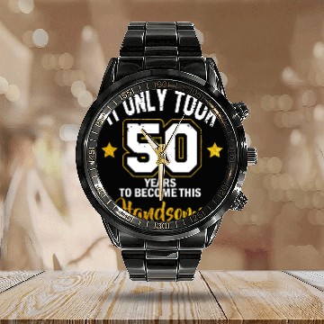 Discover 50th Birthday Gift Dad Grandpa 50th Birthday Calendar Steel Band Watch