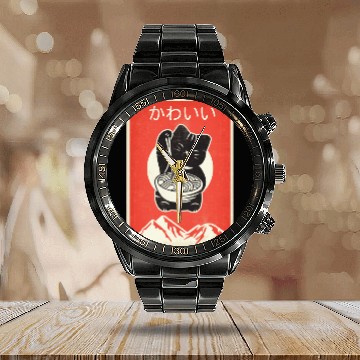 Discover Vintage Kawaii Cat Anime graphic Gift Retro Calendar Steel Band Watch